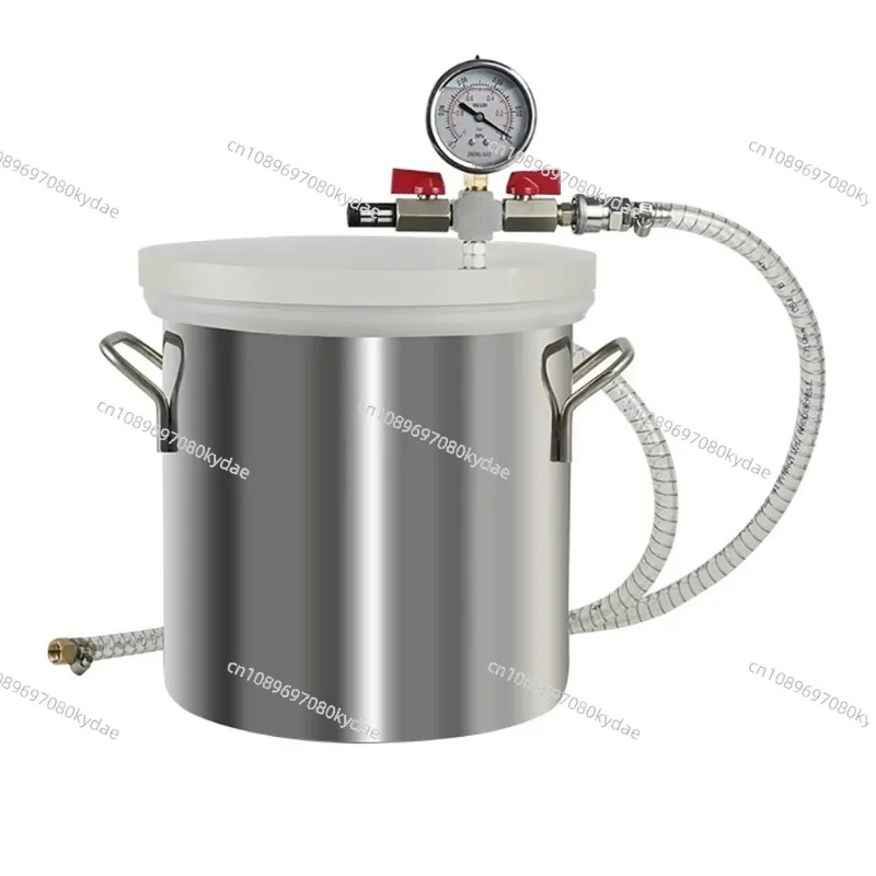 Industrial Vacuum Degassing Barrel Stainless Steel 6L Epoxy Resin Defoaming Tank with Negative Pressure Gauge Transparent Cover