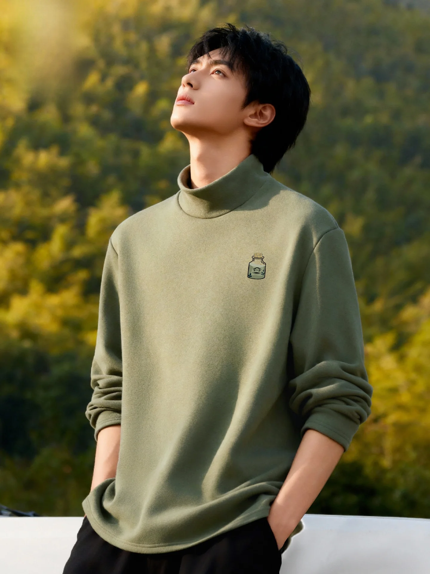 

Зимняя двусторонняя флисовая футболка с длинным рукавом, мужское термобелье с высоким воротником, базовый слой