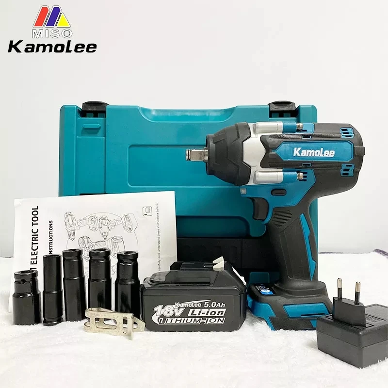 [Ultra high torque]Kamolee 1800N.m DTW700 Brushless Electric Impact Wrench Rechargeable Wrench Cordless For Makita 18v Battery