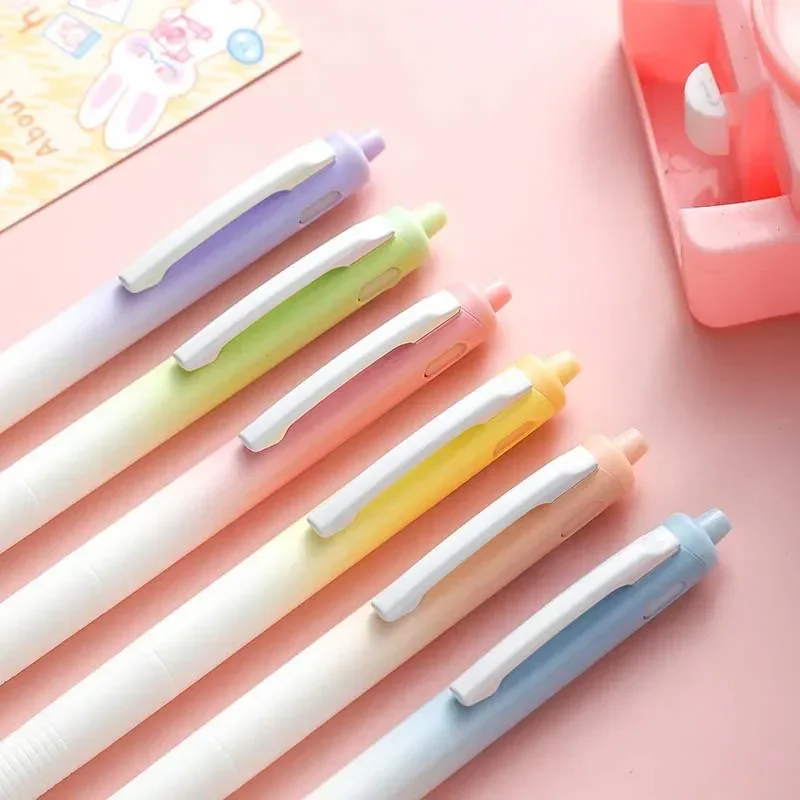 Rainbow Quick-Drying Gel Pen Bullet Water-Resistant Macaron Cute Gradient Color Gel Pen 2024 Office Accessories Cute Stationery