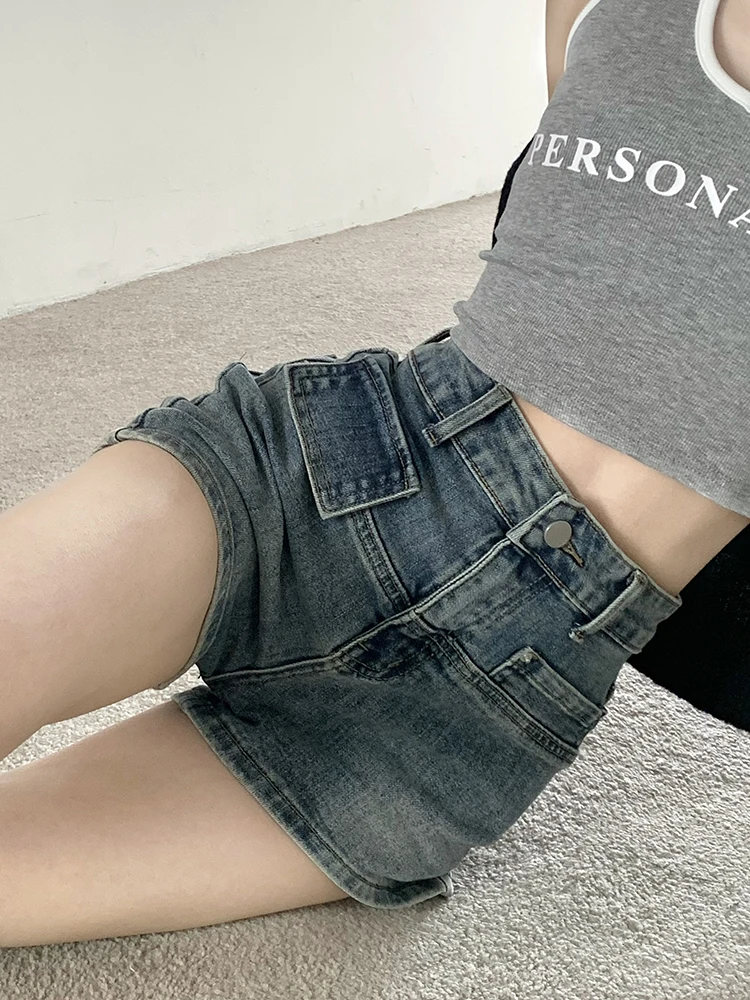 

Summer Denim Shorts Women Shorts Solid Color Cotton Blend Attractive Leisure Shorts Femme Pantalones Mujer