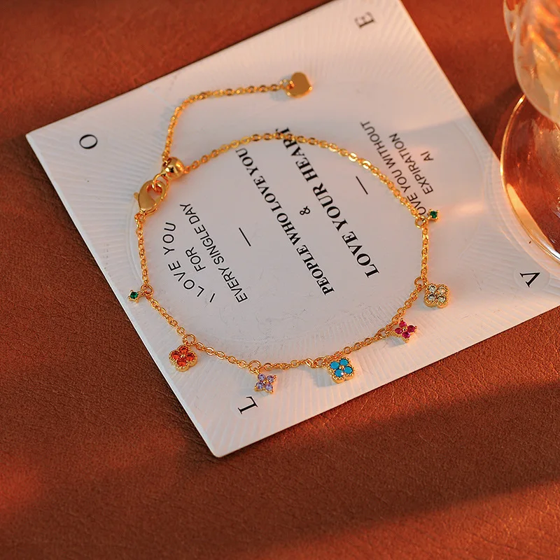 

gold colorful gemstone Necklaces Clavicle Chain Colorful Zircon Earrings Jewelry Sets For Women