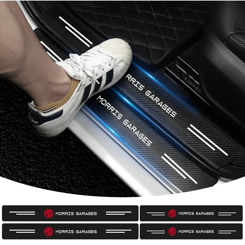 Four Pieces Carbon Fiber Body Edge Guard Door Sill Protector For MG6 GT ZS MG5 HS MG4 EV MG3 ZST MG7 Car Anti Scratch Decal