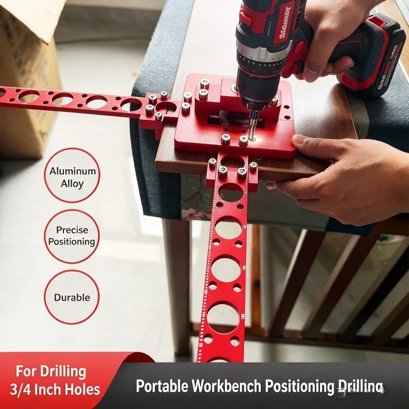 New Positioning Drilling Workbench Portable Hole Punch Jig for Cutting Board Hole Drilling Tool for 3/4 Inch Hole Woodworking