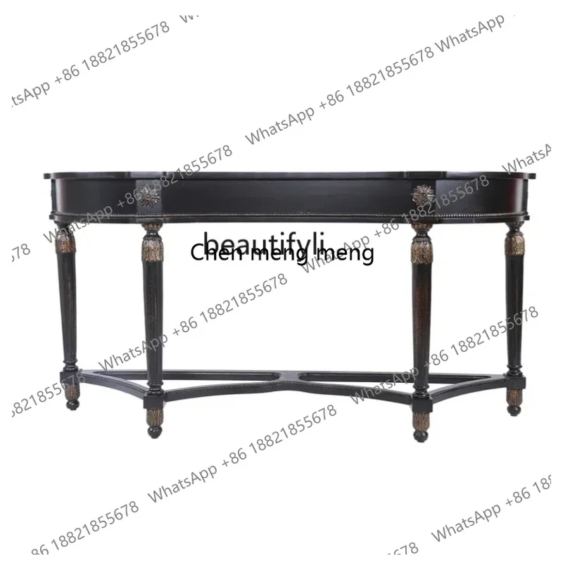 

New Arrivals European-Style Solid Wood Hallway Sofa Back Beautiful Assembly Retro Distressed Painted Wall Table Console S26 LHY2