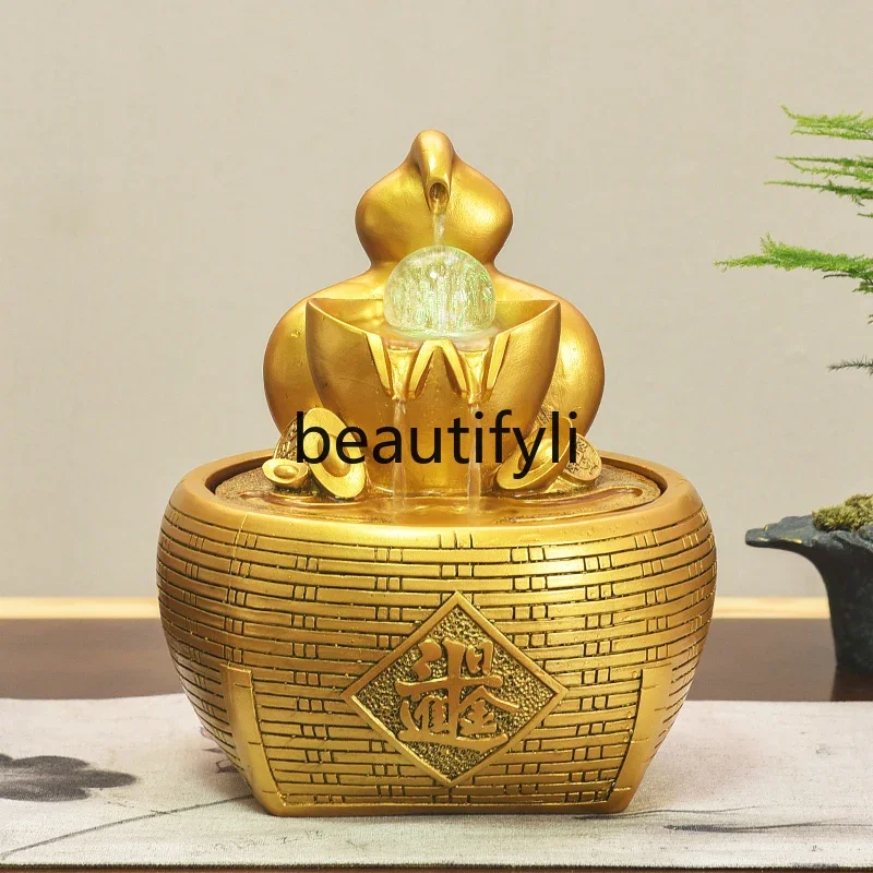 Flowing water ornament circulating water feng shui wheel daily progress gold lucky ornament