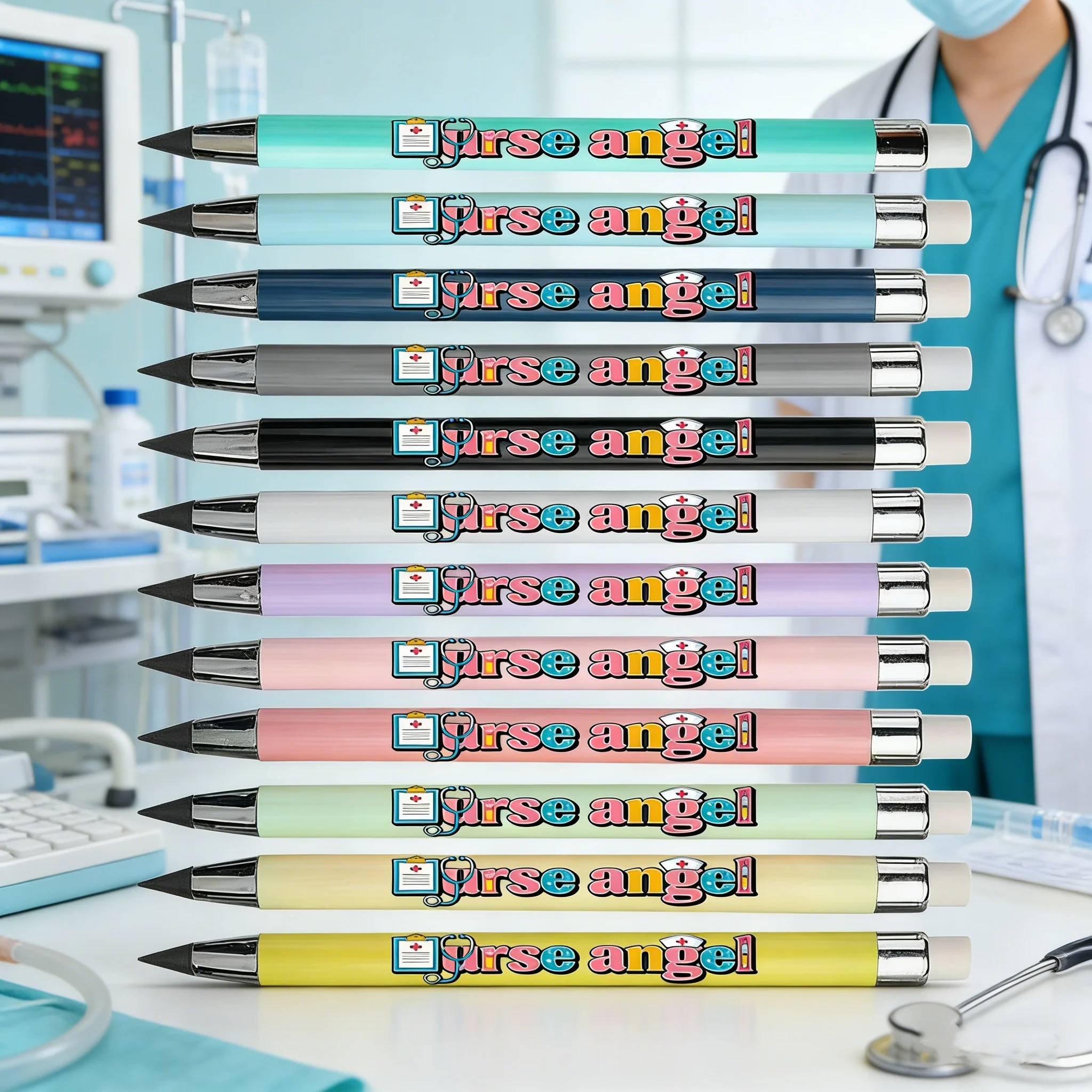 

12/24pcs medical writing pattern eternal pencil is not easy to break pencil student sketch pencil