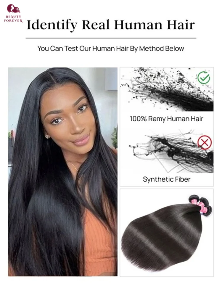 Beautyforever غير المجهزة عذراء الشعر البشري حزم 100% البرازيلي حريري مستقيم الشعر ينسج 2/3 حزم النسيج الشعر الخام
