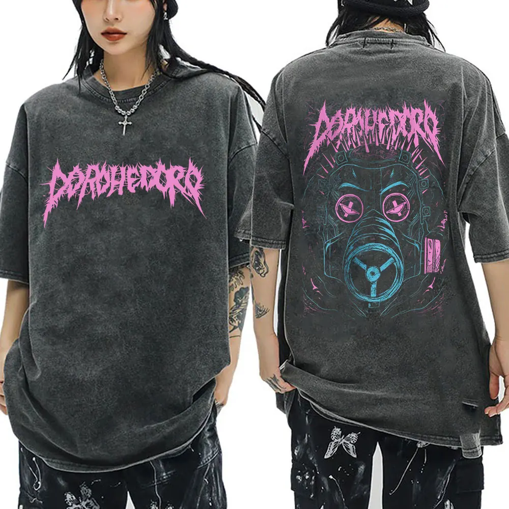 Anime Dorohedoro T-shirt Kaiman Welcome To Chaos Japan Manga Vintage Washed T-shirts Unisex 100% Cotton Casual Oversized T Shirt