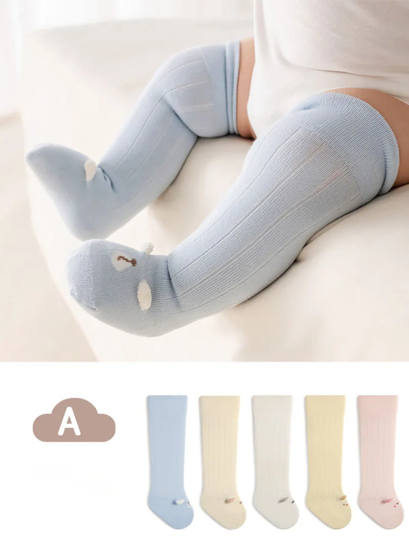 

3 Pairs a Lot MILANCEL Spring Girls Stockings 0-3T Cartoon Pit Stripe Baby Knee-high Socks 5 Colors Toddler Socks
