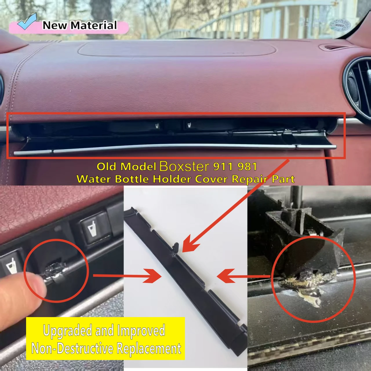 New Water Bottle Holder Cover Repair Part Fit For Porsche Old Model Boxster 911 981 991 2005-2013 97055239401 97055239402