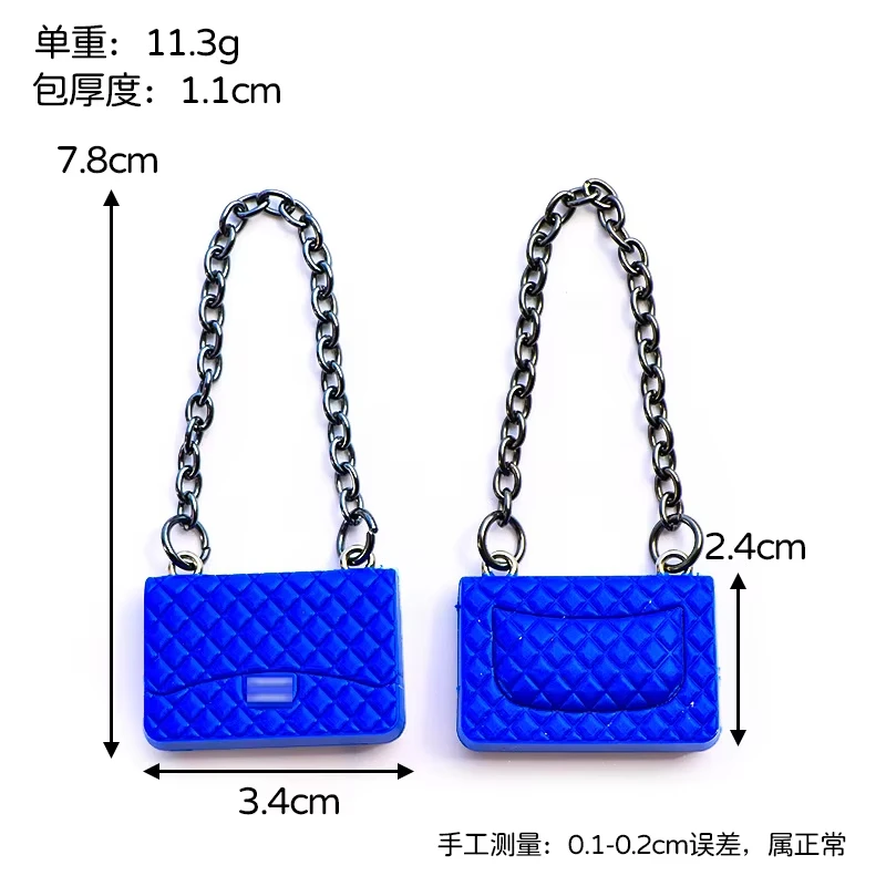 1Pc Fashionable Rose Red Blue White Small Size Chain Bag Resin Accessories 0.945*1.34in 3d Diy Phone Case Doll Decorations