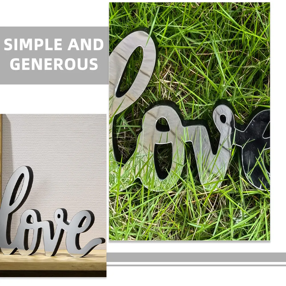 Mirror Surface Acrylic Love Plaque Desk Ornament Modern Minimalist Letter Sign for Workspace Dorm Room Living Room Decor Gift