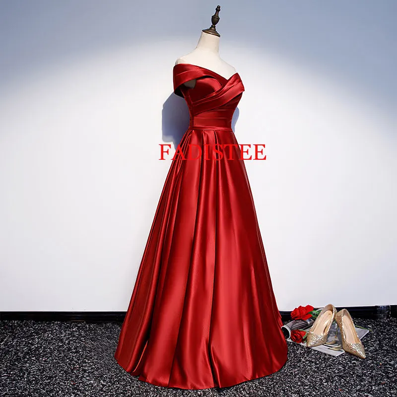 Long Prom Dresses V-Neck Off The Shoulder A-Line Pleat Floor-Length Satin Dress Elegant Dresses Evening Dresses Long Luxury 2022