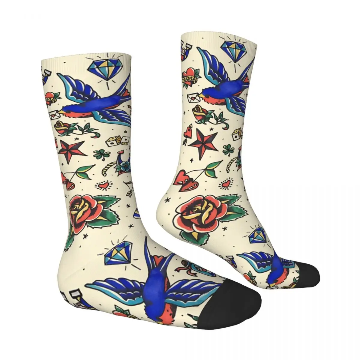 خمر النمط التقليدي فراشة الوشم جوارب Kawaii الجوارب الخريف عدم الانزلاق الجوارب الكبار الرجال الجري تنفس الجوارب