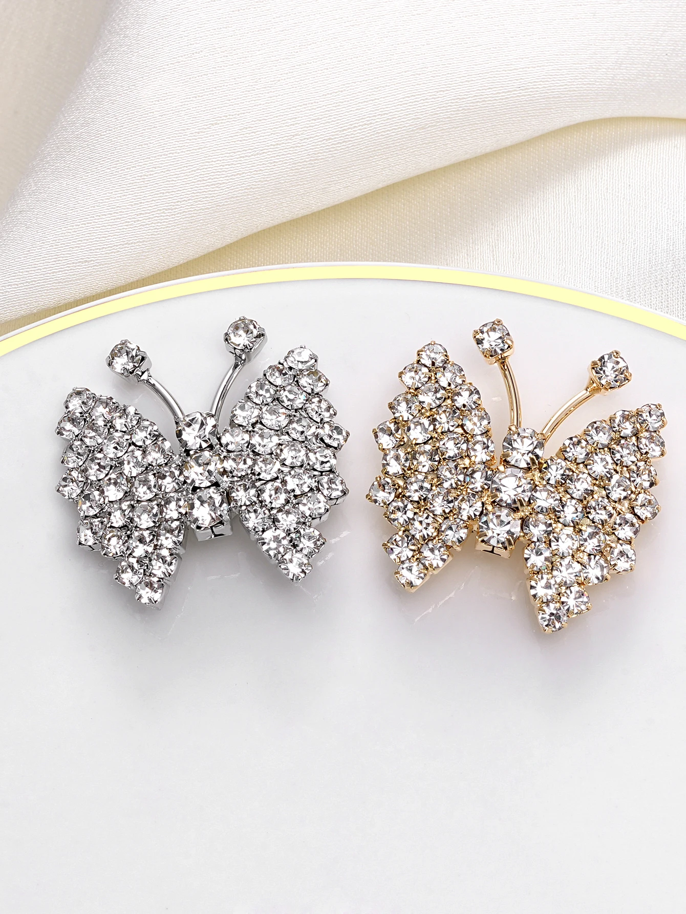 3/10/50pcs/pack 27mm Shining Butterfly Full of Diamond Metal Buttons, Sewing Accessories for Clothing Buttons