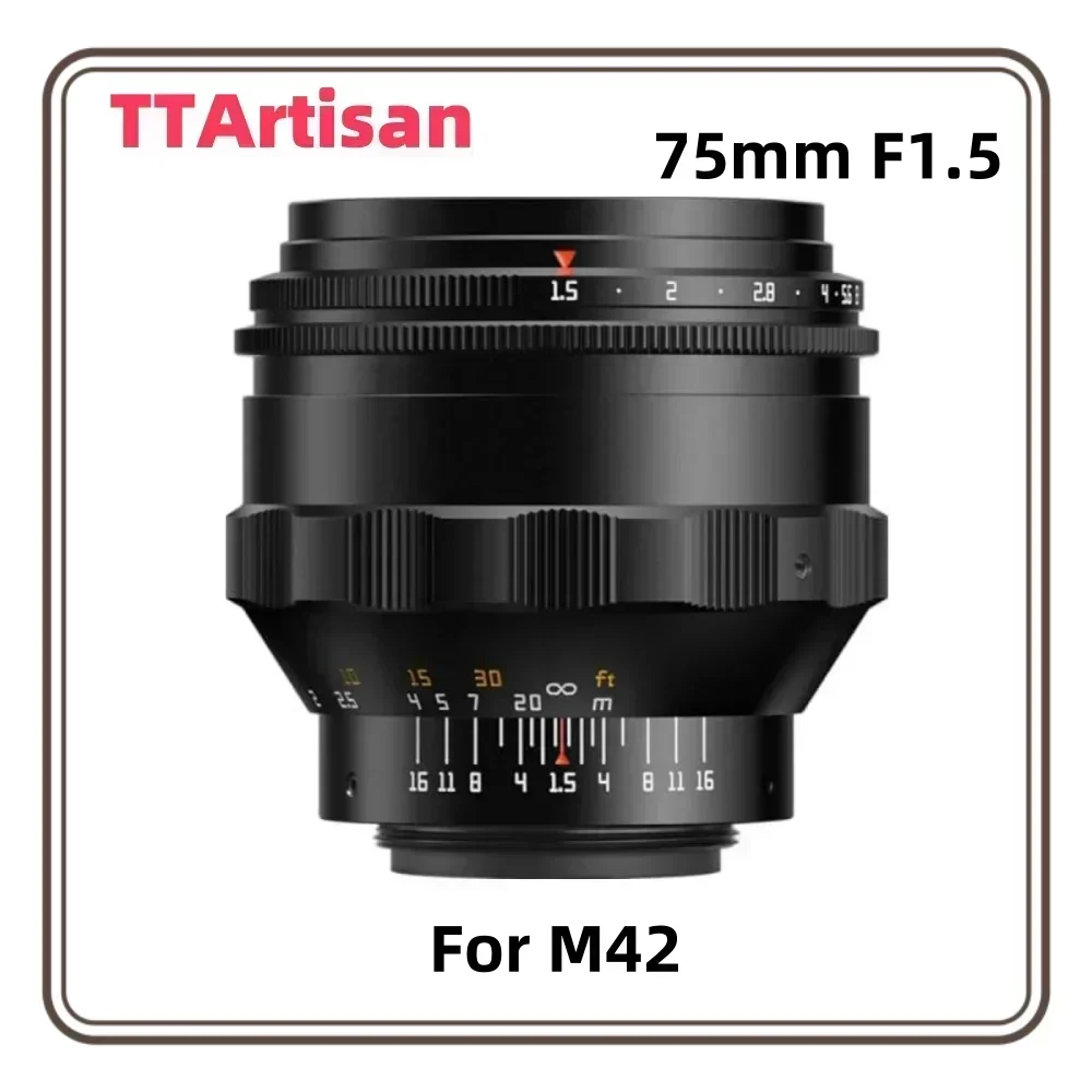 TTArtisan 75mm F1.5 Swirly Bokeh Obiettivo per fotocamera full frame Obiettivo ad ampia apertura per obiettivo per fotocamera con attacco M42