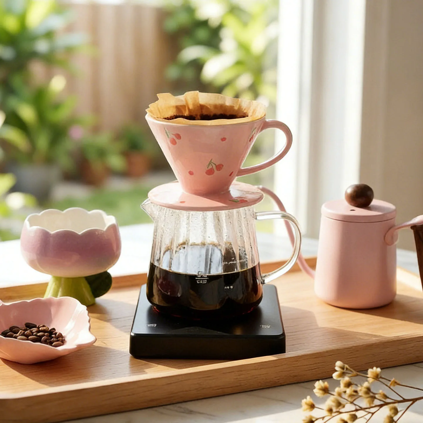 V Drip Style Ceramic Printed Filter Cup People Hand Painted With Handle For Coffee Filtration