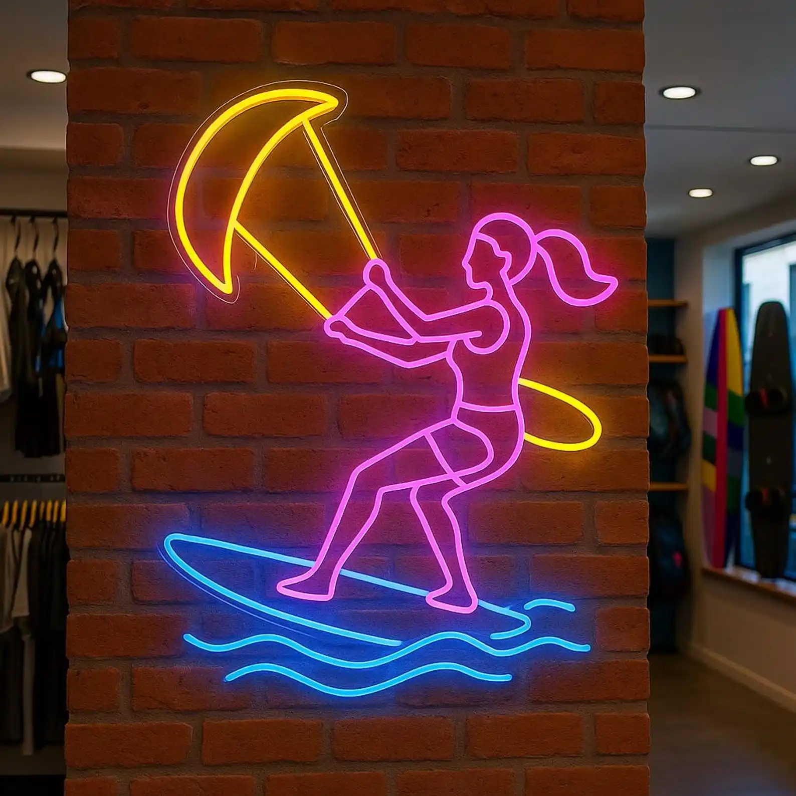 

Kitesurfing Neon Sign Seaside Beach Club Bar Wall Art Decor Water Sport Sign Personalized Gift Idea for an Athlete