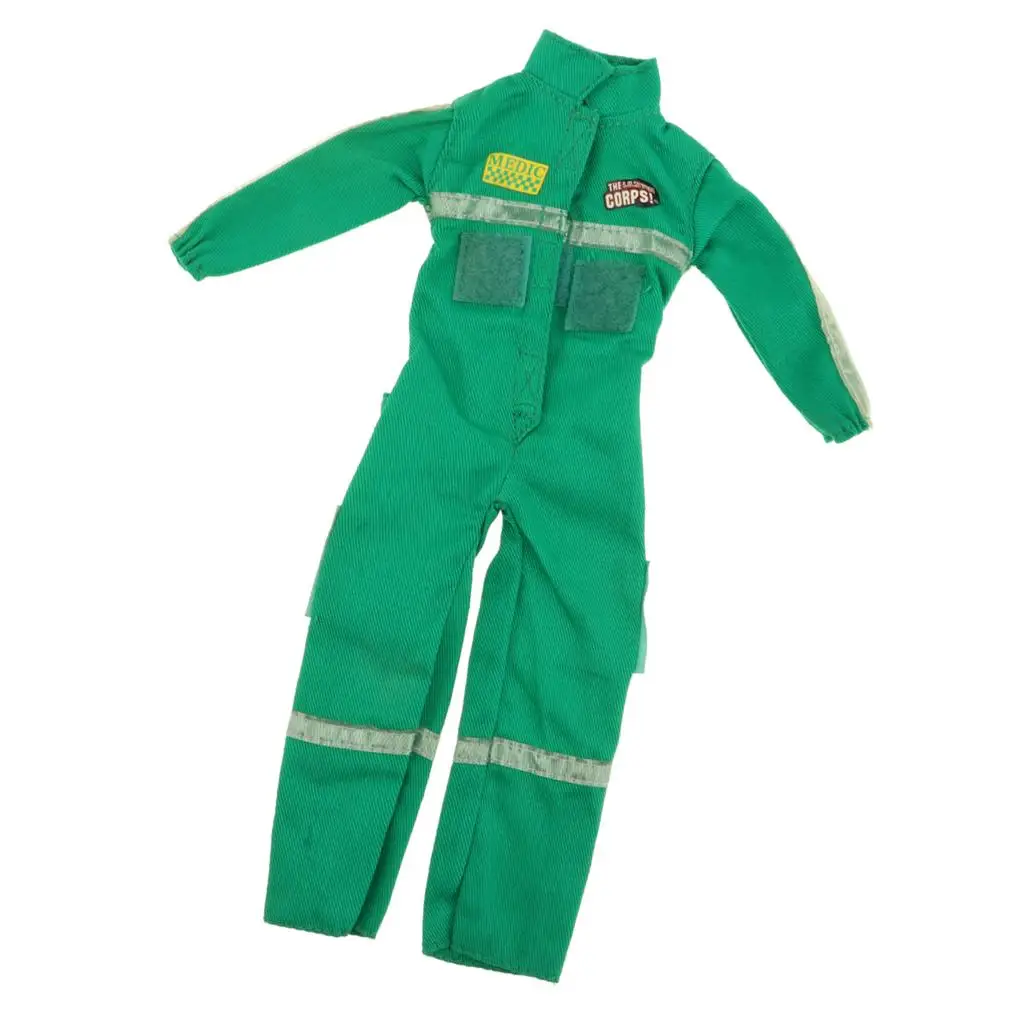 Traje de disfraz de bombero para muñecas, ropa nueva, 6 soldados, accesorios para muñecas, regalos, Verde