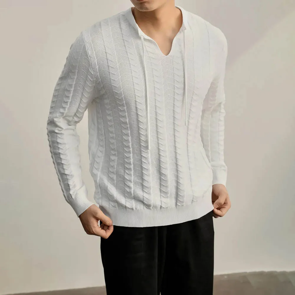 

Autumn New Men's Solid Color Knitted Long-Sleeved Sweater Japanese Retro Fashion Trend Street Loose Casual Niche Men's Tops 2025