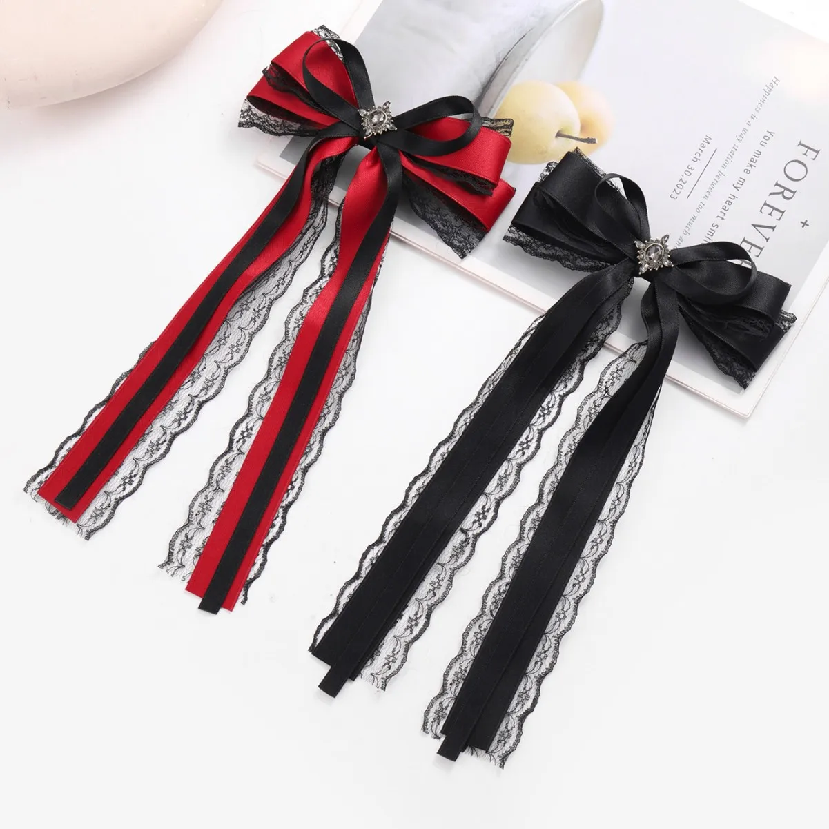 

Заколка-бант с лентами оптом, женская модная ретро-элегантная заколка, готические аксессуары для волос