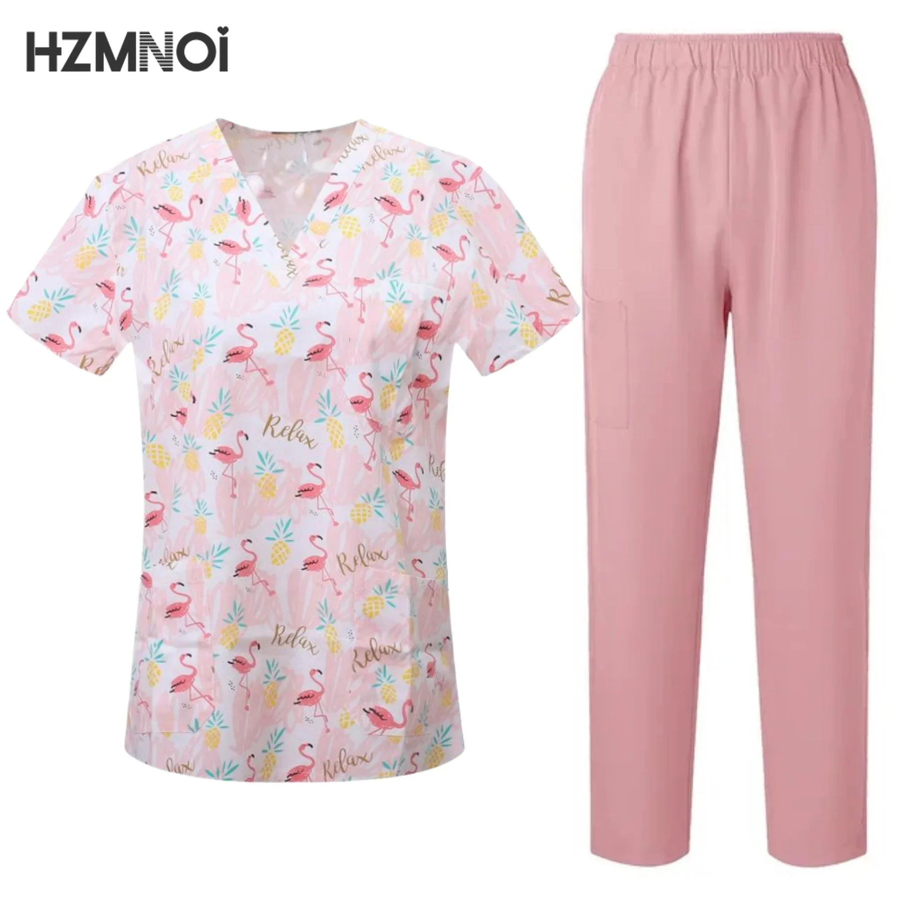 Uniformes Cirúrgicos Femininos, Top e Calças, Blusa, Bolsos, Conjunto de Esfoliante Médico, Salão de Beleza, Esfoliante Clínico, Terno Spa