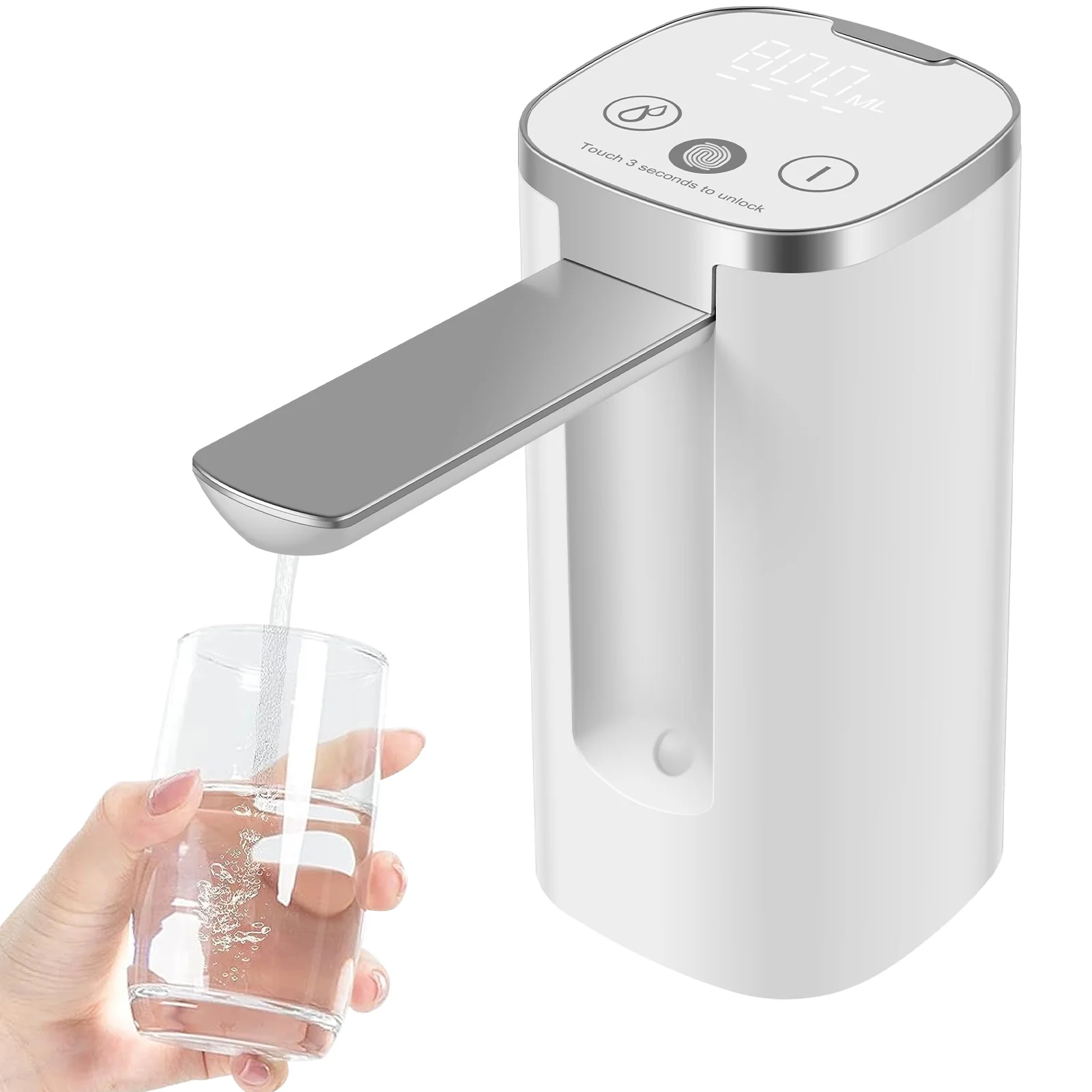 Water Bottle Dispenser Foldable Water Bottle Pump 3 Level Quantitative Water Dispenser Pump 1200mAh Rechargeable Electric