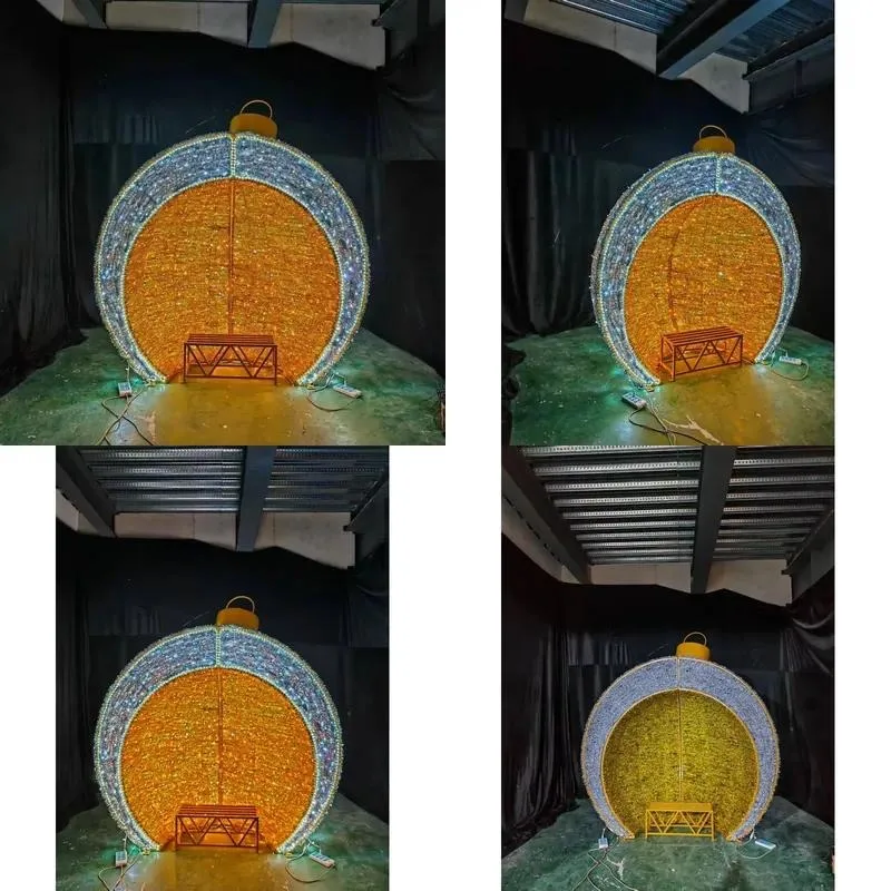 Christmas Outdoor Waterproof 3D Pattern LED String Lights Large Gift Ball Arch Night Decoration for Street Park Festive