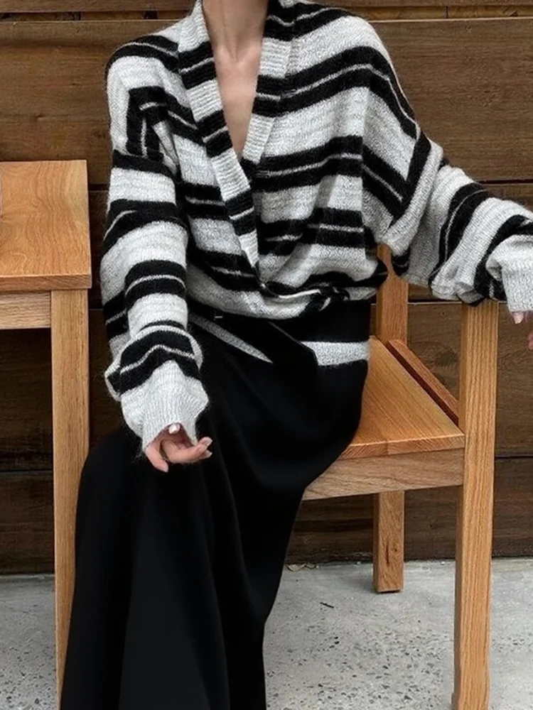 Conjunto de top e saia de malha listrada Ele 2025 outono exclusivo de duas peças irmã sle saia midi conjunto Faionable feminino O...