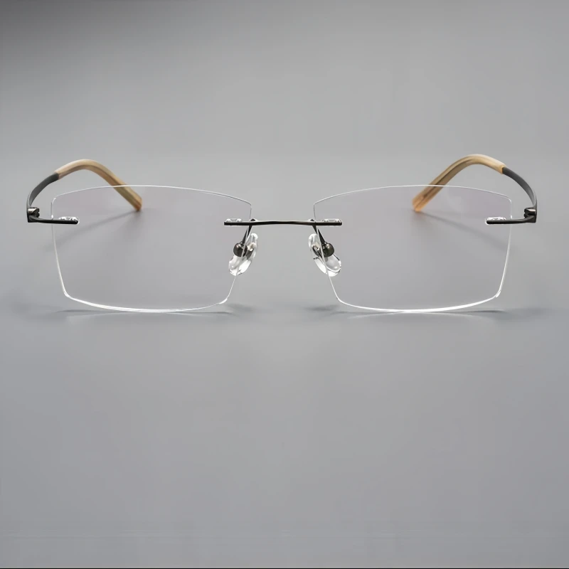 

KJDCHD Pure Titanium Rimless Glasses Business Men Ultra-light Stylish Comfortable Optical Prescription Eyeglasses Frame