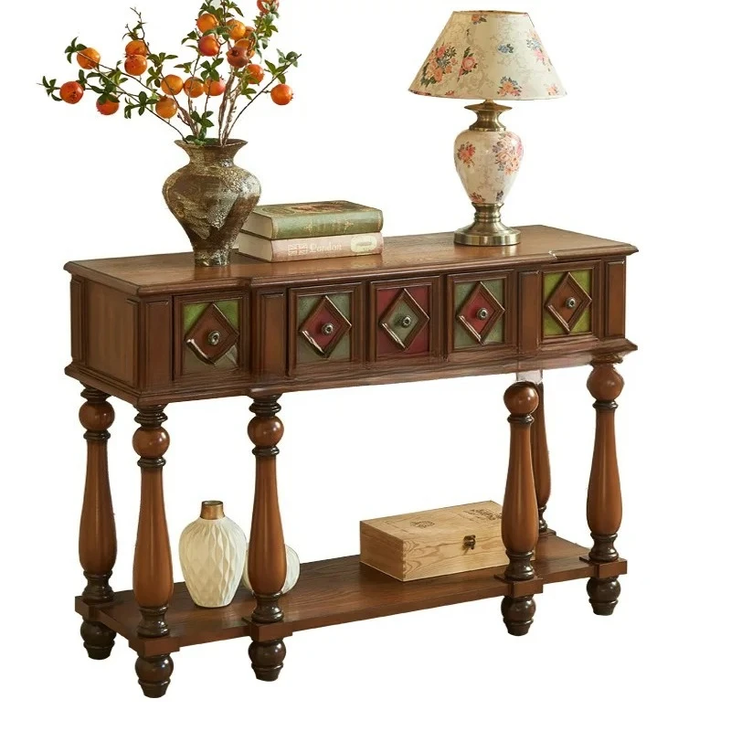 Z14- Solid Wood Storage Cabinet Three-Drawer Sideboard Living Room Walnut Color Entrance Hallway Bedroom Storage Cabinet