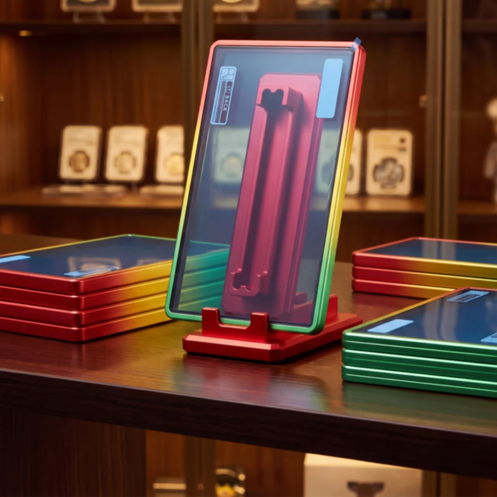 35PT Tri-Color Gradient Magnetic Card Brick Hard Shell Holder for Trading Collectible Card Display Storage Gifts