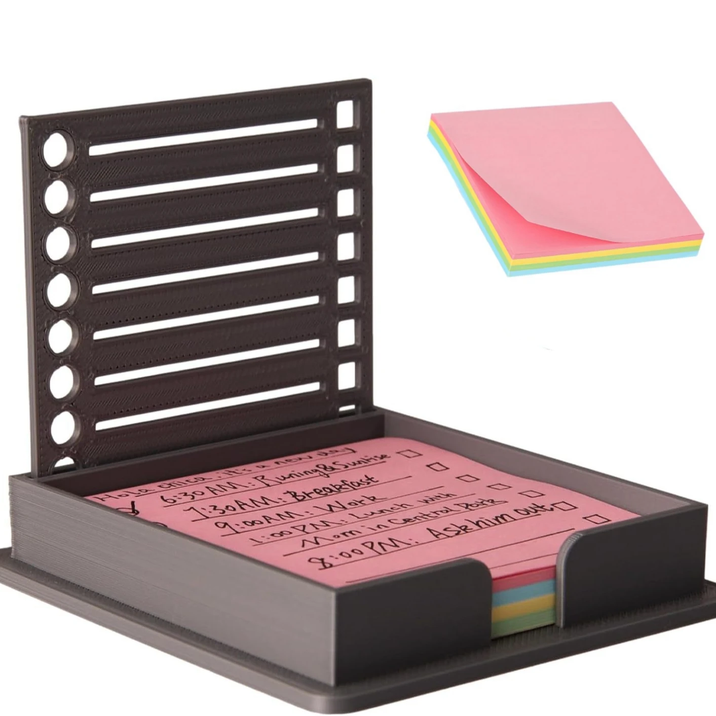 Sticky Note Holder Compatible with Post It Notes 3x3 Sticky Pads Dispenser with Stencil Memo Pad Organizer with sticky note