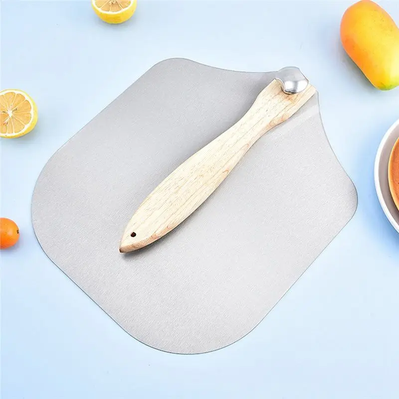 ABUN Pizza Spatula with Rocker Cutter, Foldable Wood Handle, Storage Bag Included, Ideal for Family Pizza Oven