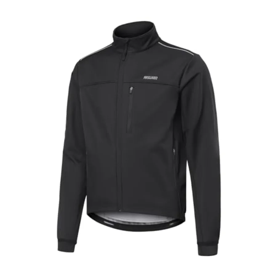 

ARSUXEO Thermal Fleece Winter Cycling Jacekt for Men Windproof Insulated Bike Running Active Jacket