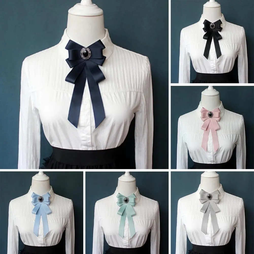 Beautiful Delicate Female Formal Blouse Bowknot Collar Pin Strap Fixing Clothing Accessories Shirt Bowknot for Role Play