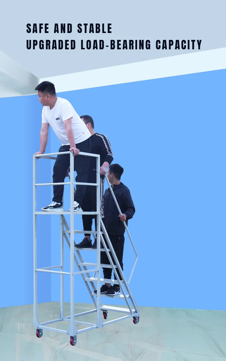 Movable platform climbing ladder cargo ladder industrial climbing work ladder mobile climbing vehicle platform with wheels