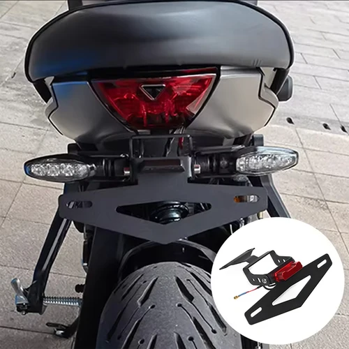 Imagen 2 del producto Para Triumph Trident660 Trident 660 soporte de placa de matrícula de montaje trasero de motocicleta soporte trasero Trident plegable ajustable 660