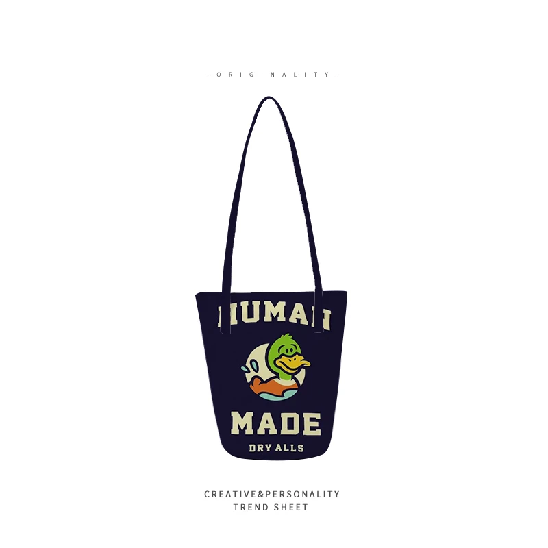 Human Made Japanese niche tiger head turtle duck polar bear water bucket canvas bag thin shoulder strap women's bag
