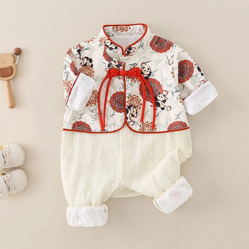 Nuovo Completo Autunnale 2025 per Neonati Maschi, Pantaloni Lunghi a Vita Alta, Abbigliamento Tradizionale Cinese per Bambini Piccoli