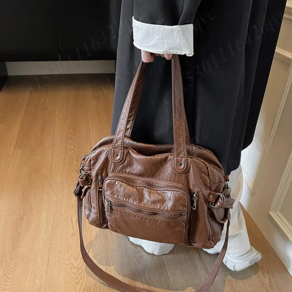 

Винтажная сумка из искусственной кожи с несколькими карманами, сумки через плечо с локомотивом, большая вместительная сумка-хобо на плечо, женская дорожная сумка-тоут в стиле ретро