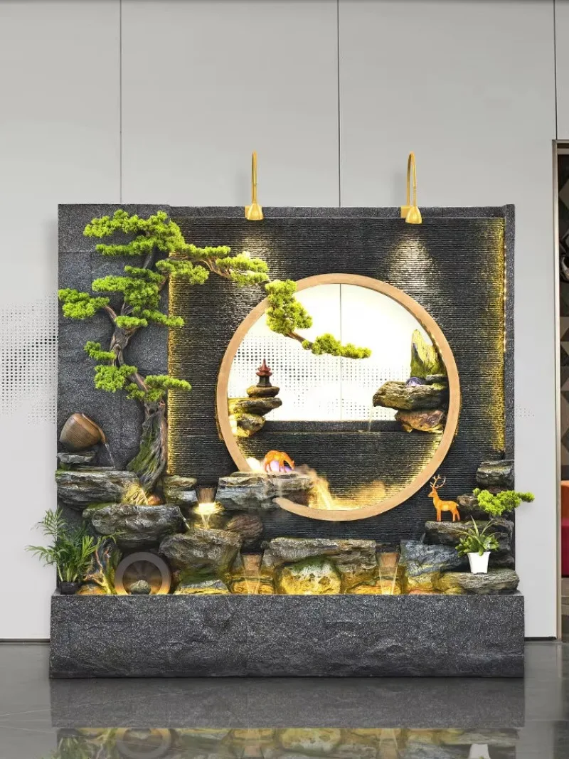 

【From China】Synthetic Resin LED Wall Waterfall Flowing Water Screen Rockery Fountain Ornaments Pure Handmade Running Water Large