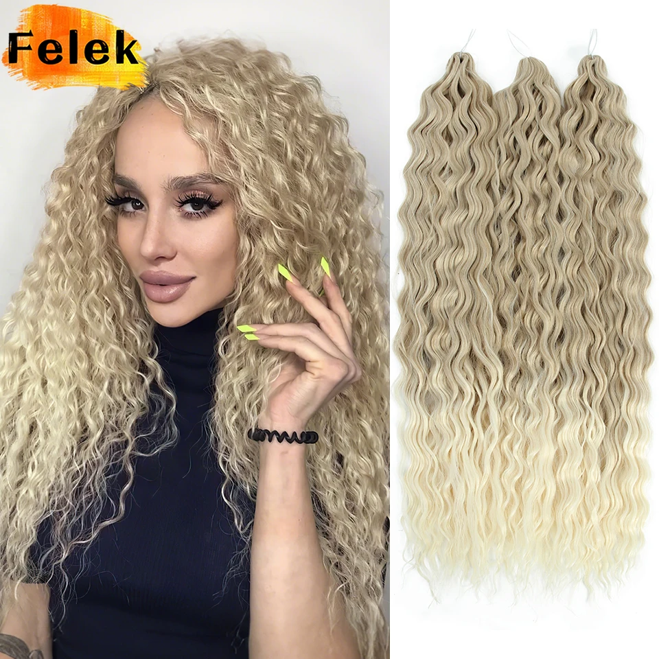 

2-3 Pcs Ariel Curls Hair Water Wave Twist Crochet Hair Afrooki Synthetic Afro Curls Ombre Pink Deep Wave Braiding Hair Extension