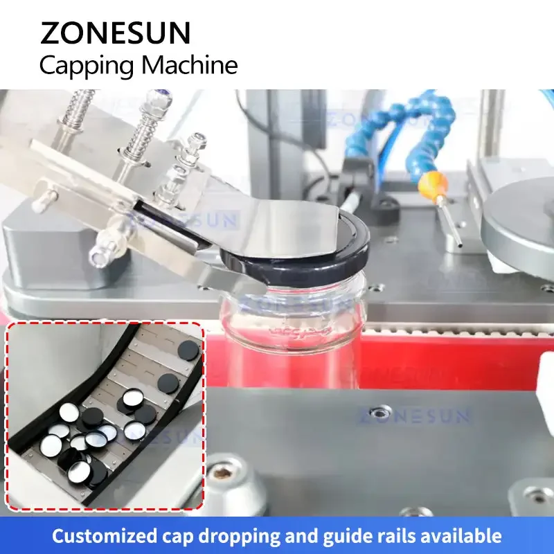 ZONESUN ZS-XG05 Automatic Servo Motor Round Jam Capping Machine with Cap Elevator Sealing