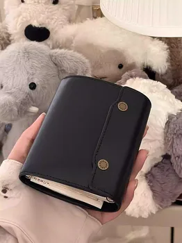 ポータブルグリーンレザーノートブック、m5ルーズリーフノートブック、40または60の空白の内部ページを備えたポケットブック、学校に戻る女の子に適しています