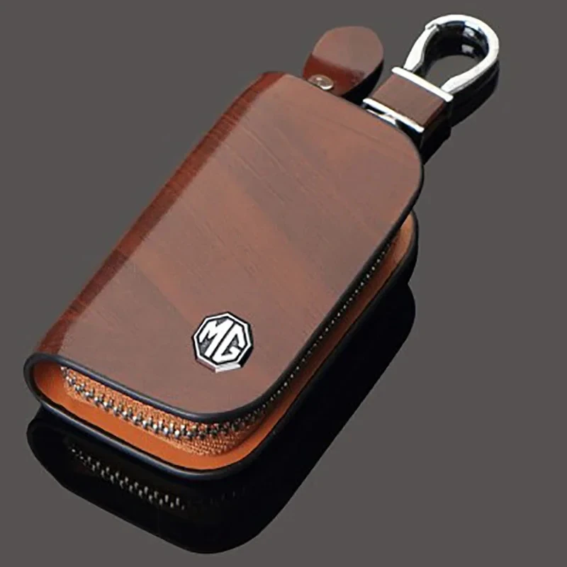 Car Key Fob Cover Car Key Organizer Case Leather Fob Sleeve PU Leather For MG ZS MG4 EV MG HS MG3 MG5 EV Marvel R MG ONE