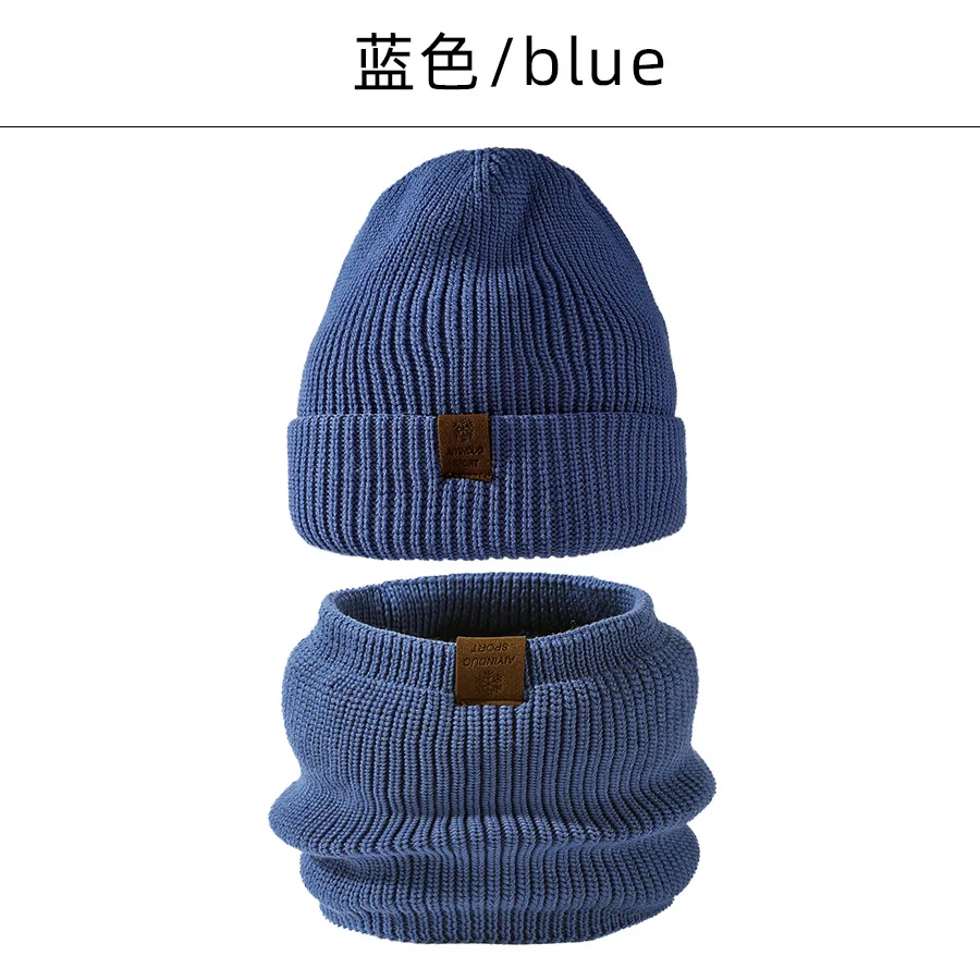 Winter Hat Scarf Set For Men Women Unisex Double Thickened Knitted Beanie Windproof Collar Keep Warm Korean Hat Scarf Women 2023