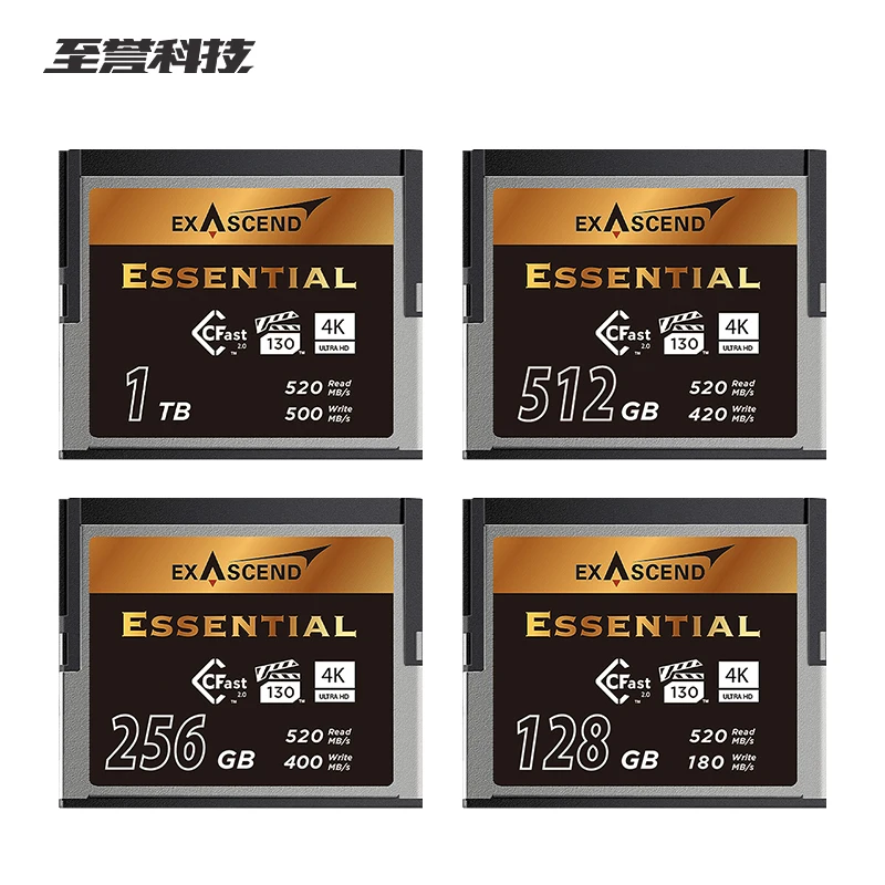 Exascend CFast 2.0 CF Card Essential Memory VPG-130 4K RAW 500MB/s ULTRA HD 128G 256G 512G 1TB High Speed Flash Card for Camera