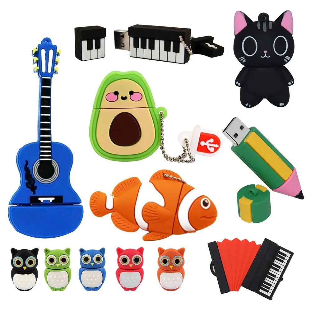 لطيف الكرتون الحيوان البطريق القط البومة 64 جيجابايت محرك فلاش USB 8 جيجابايت 16 جيجابايت 32 جيجابايت الأسد بندريف USB 2.0 الذاكرة عصا ديناصور القلم محرك 4 جيجابايت #1